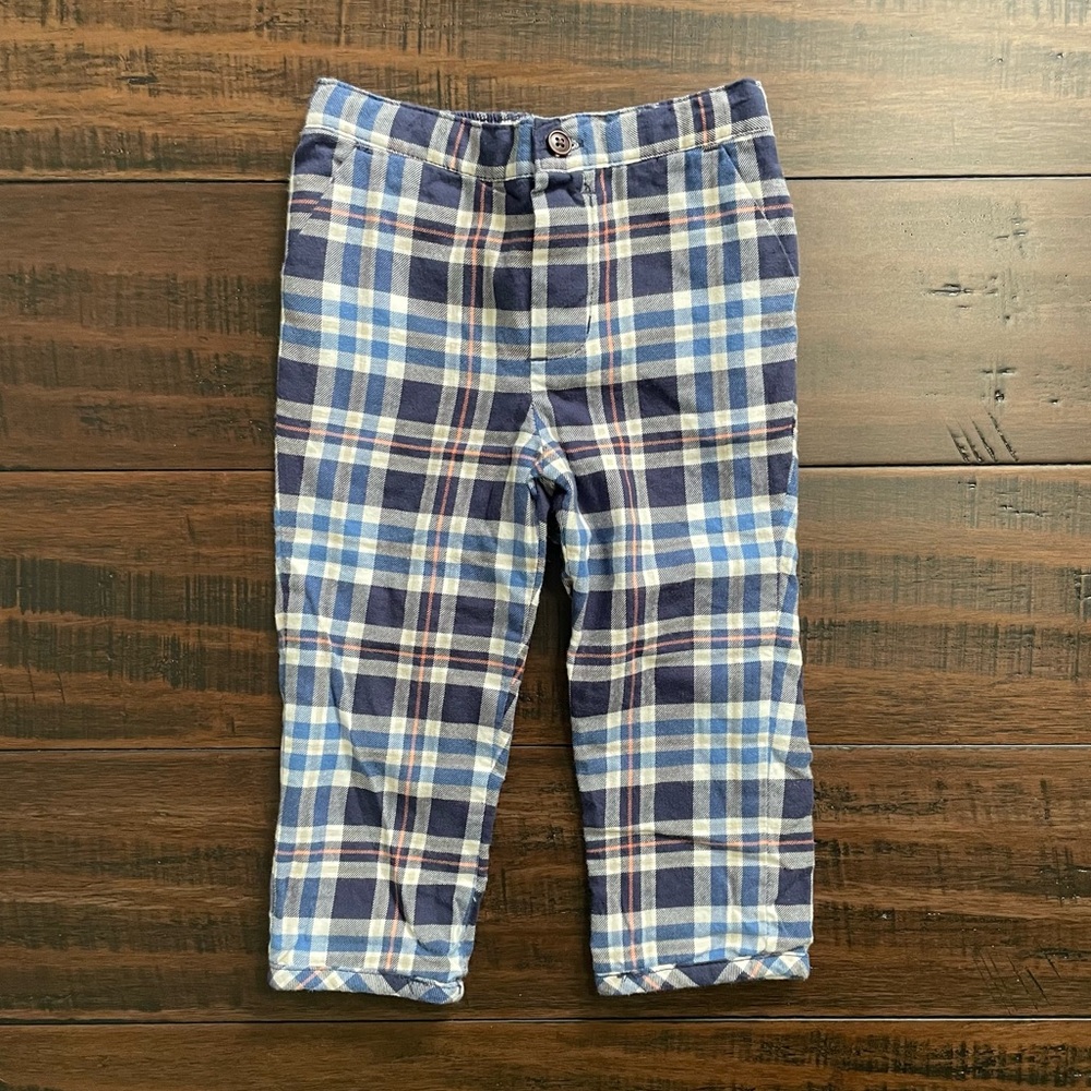 Janie and Jack Blue Plaid Lined Cotton Pants NWT